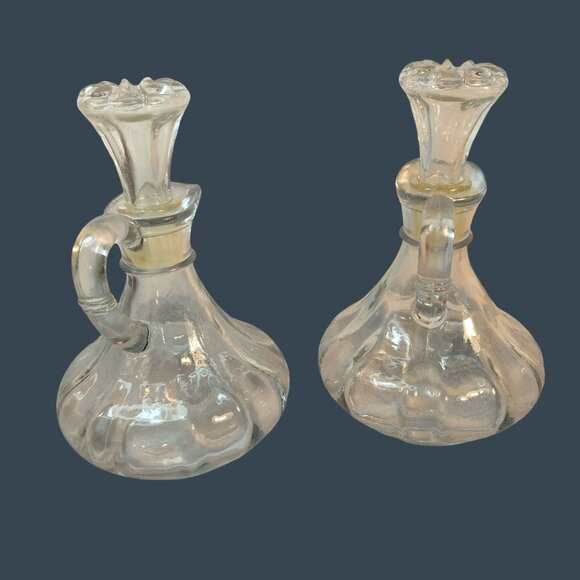 Anchor Hocking Glass Oil Vinegar Cruet Set Cut Glass Stoppers Clear - Picture 5 of 16